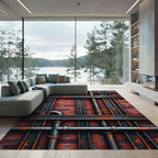 Industrial Brick Wall with Aged Pipes Rug