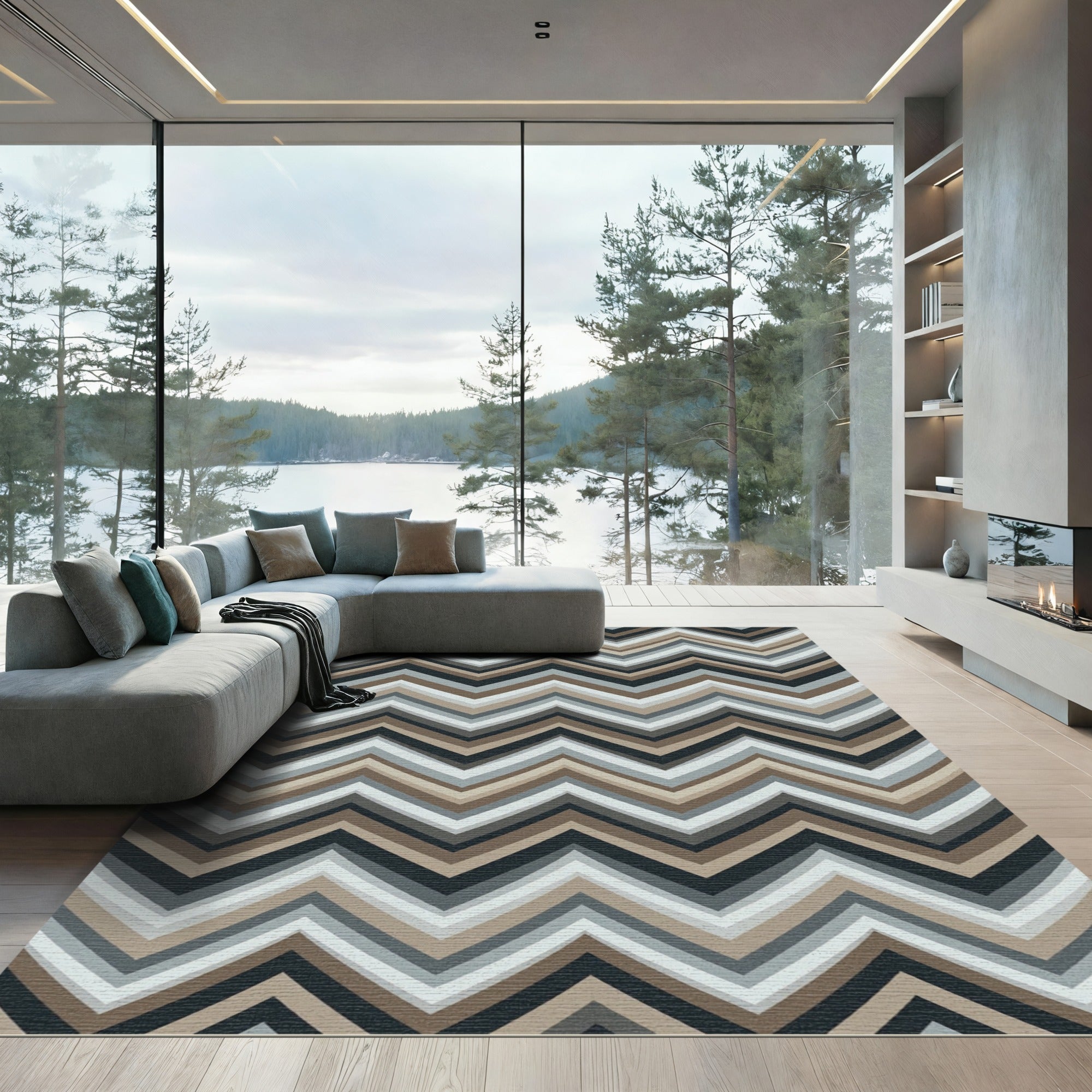 Earth Tones Striped Zigzag Rug