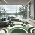 Modern Sage Green Abstract Geometric Arch Rug