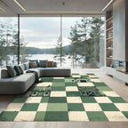 Sage Green Checkerboard Farmstead Illustration Rug