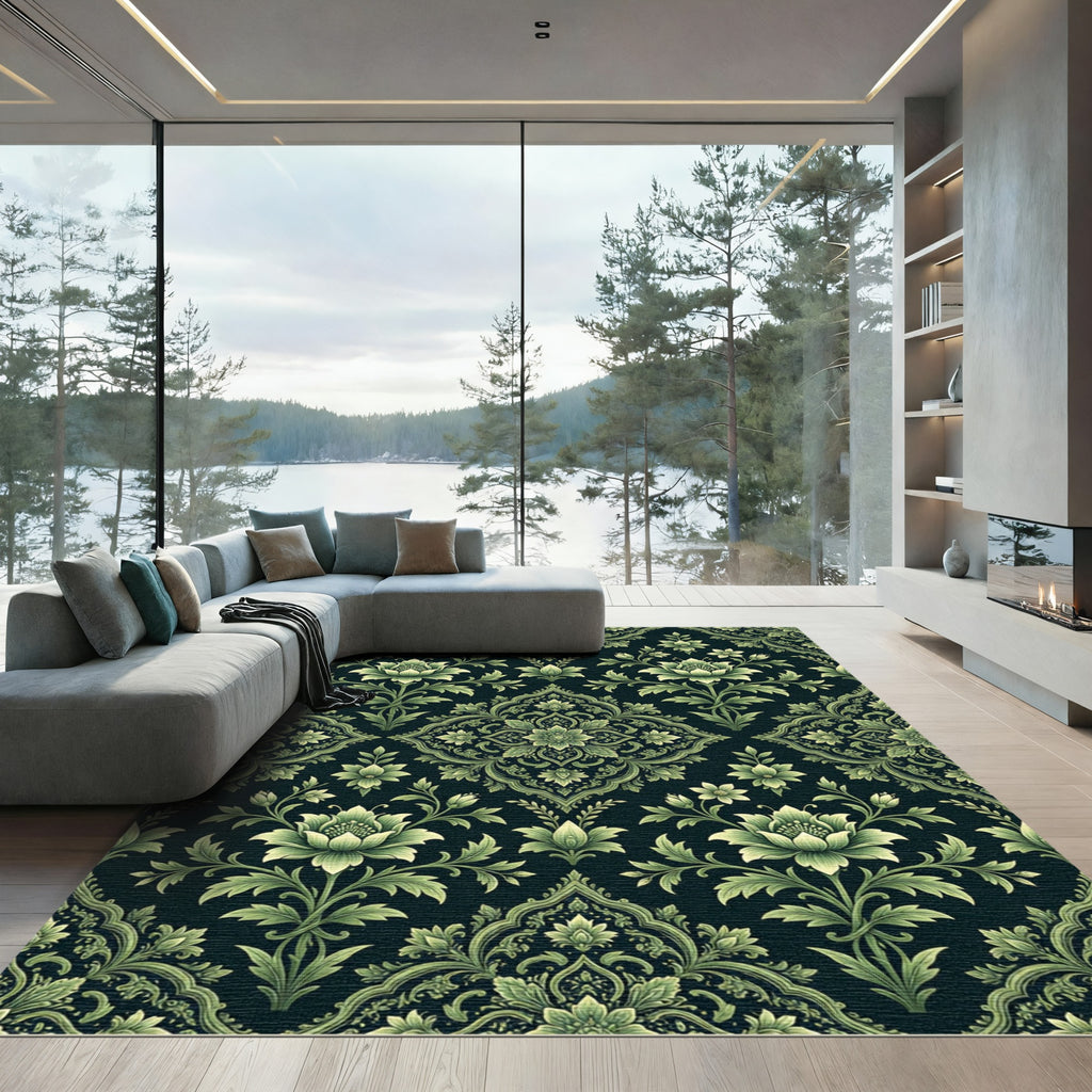 Grand Luminous Floral Damask Rug