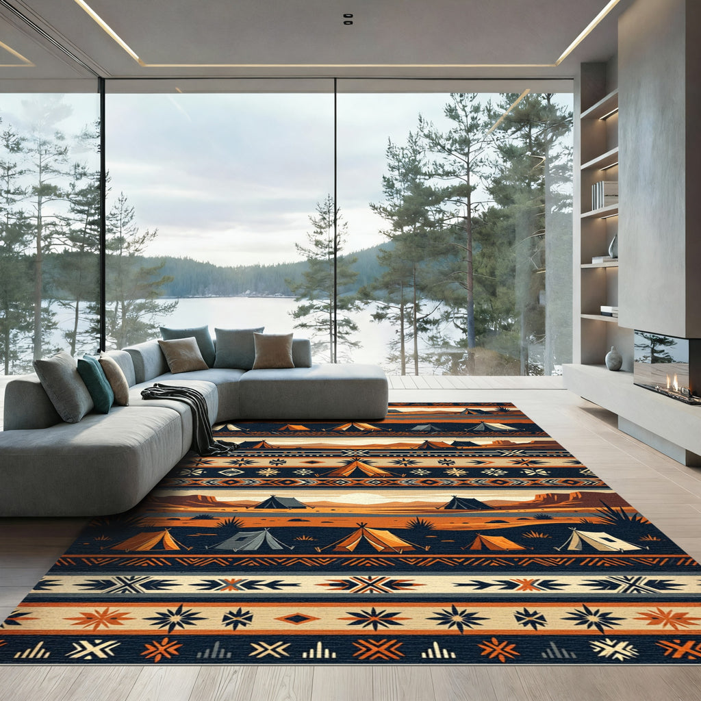 Earthy Desert Sunset Tipi Geometric Rug