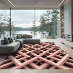 Blush Pink Intersecting Linear Lattice Rug