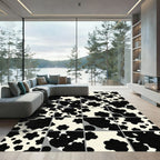 Monochrome Abstract Cow Hide Grid Rug