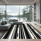 Modern Monochrome Linear Abstract Stripe Rug