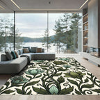 Botanical Sage Green Floral Vine Rug