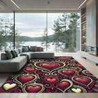 Crimson Heart Swirl Baroque Rug