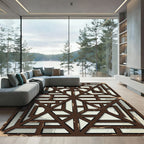 Brown Geometric Lattice Grunge Rug