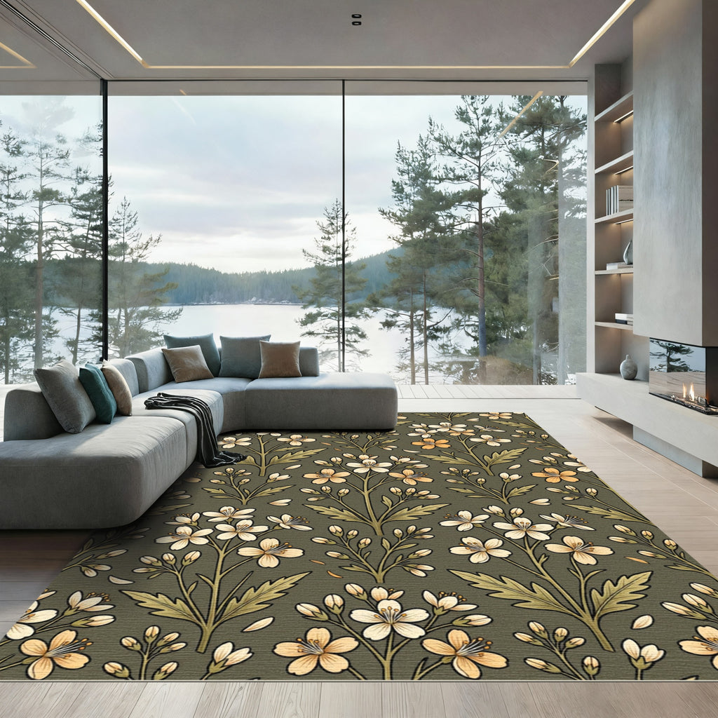 Botanical Cream Flower Arrangement Rug