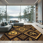 Golden Tribal Animals Diamond Rug
