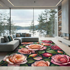 Coral Pink Rose Garden Bloom Rug
