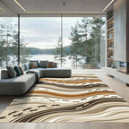 Earth Tone Wavy Footprint Abstract Rug