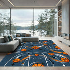 Dynamic Basketball Court Action Play Graphic Rug