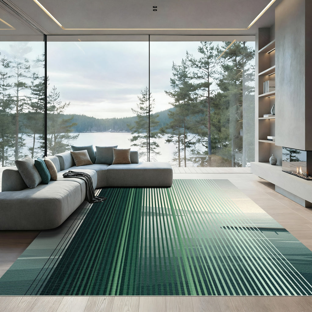 Modern Forest Gradient Vertical Stripe Rug