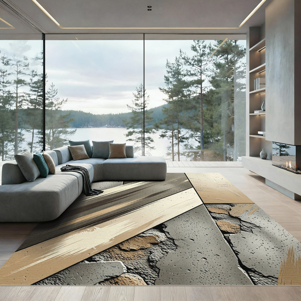 Concrete Strokes Abstract Rug