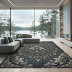 Dark Slate Victorian Ornate Medallion Rug