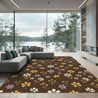Whimsical Brown Floral Medley Rug
