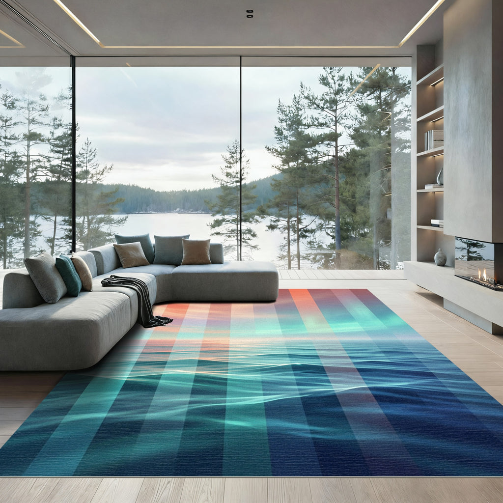 Ethereal Sunset Aurora Vertical Stripe Rug