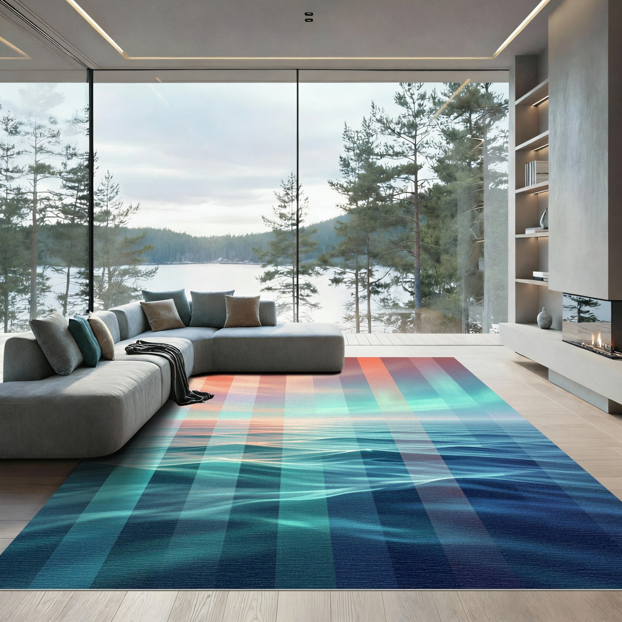 Ethereal Sunset Aurora Vertical Stripe Rug