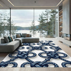 Navy Blue Interlocking Nautical Rope Grid Rug