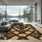 Elegant Bronze Quatrefoil Interlocking Geometric Rug