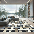 Modern Geometric Woven Earth Tone Rug