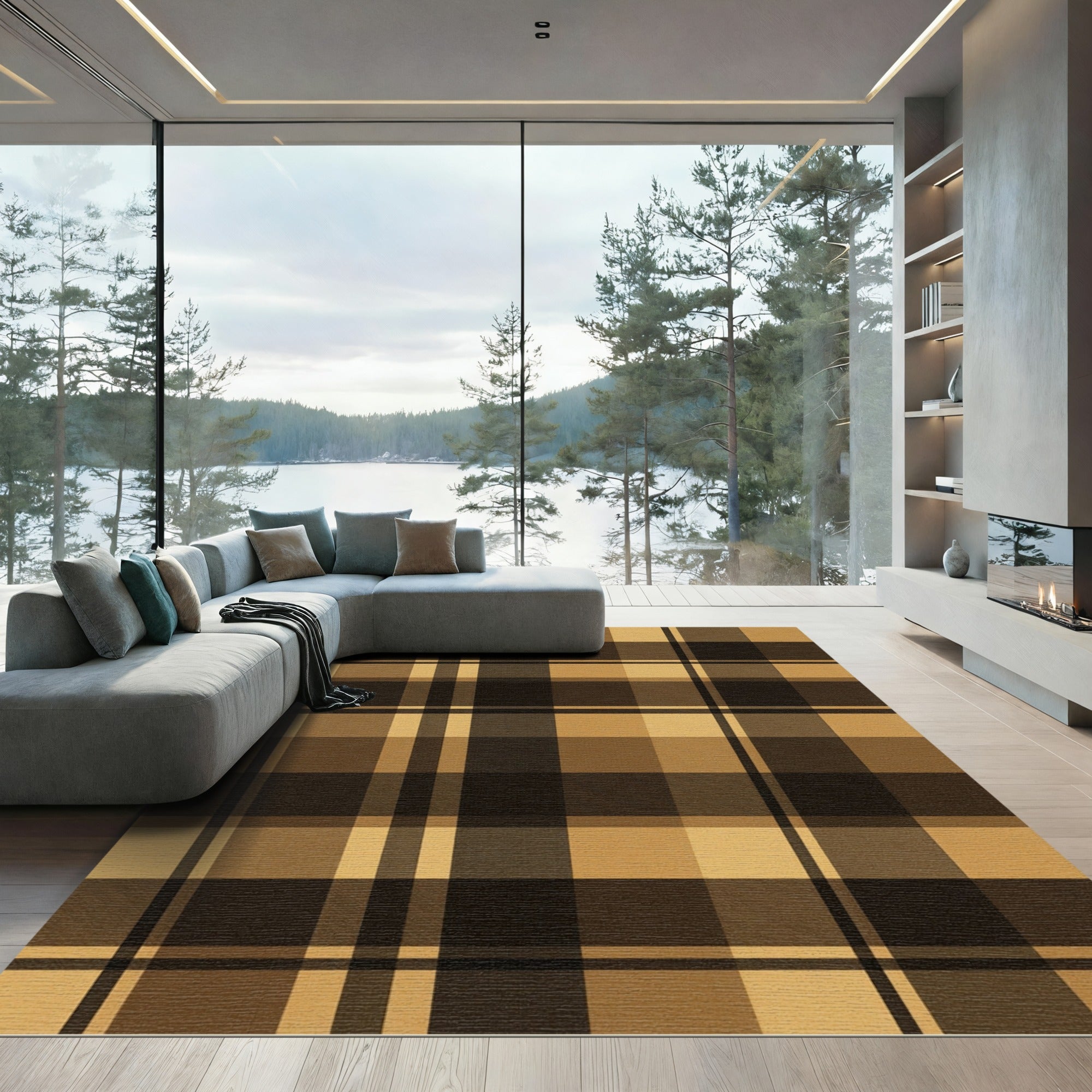 Earthy Tones Plaid Check Rug