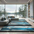Dark Blue Distressed Aquatic Horizon Stripe Rug