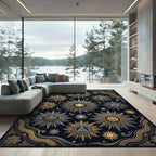 Golden Sunburst Ornamental Medallions Rug