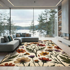 Vintage Earthy Autumn Floral Garden Rug
