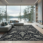 Ornate Silver Acanthus Scrollwork Rug