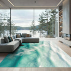 Aqua Blue Ocean Swirl Waves Rug