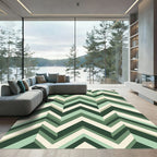 Modern Sage Green Geometric Zigzag Rug