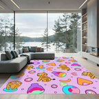 Playful Orange Tiger Abstract Shapes Rug