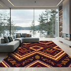 Earthy Warm Toned Geometric Chevron Rug