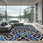 Blue Golden Cat Paw Geometric Art Rug