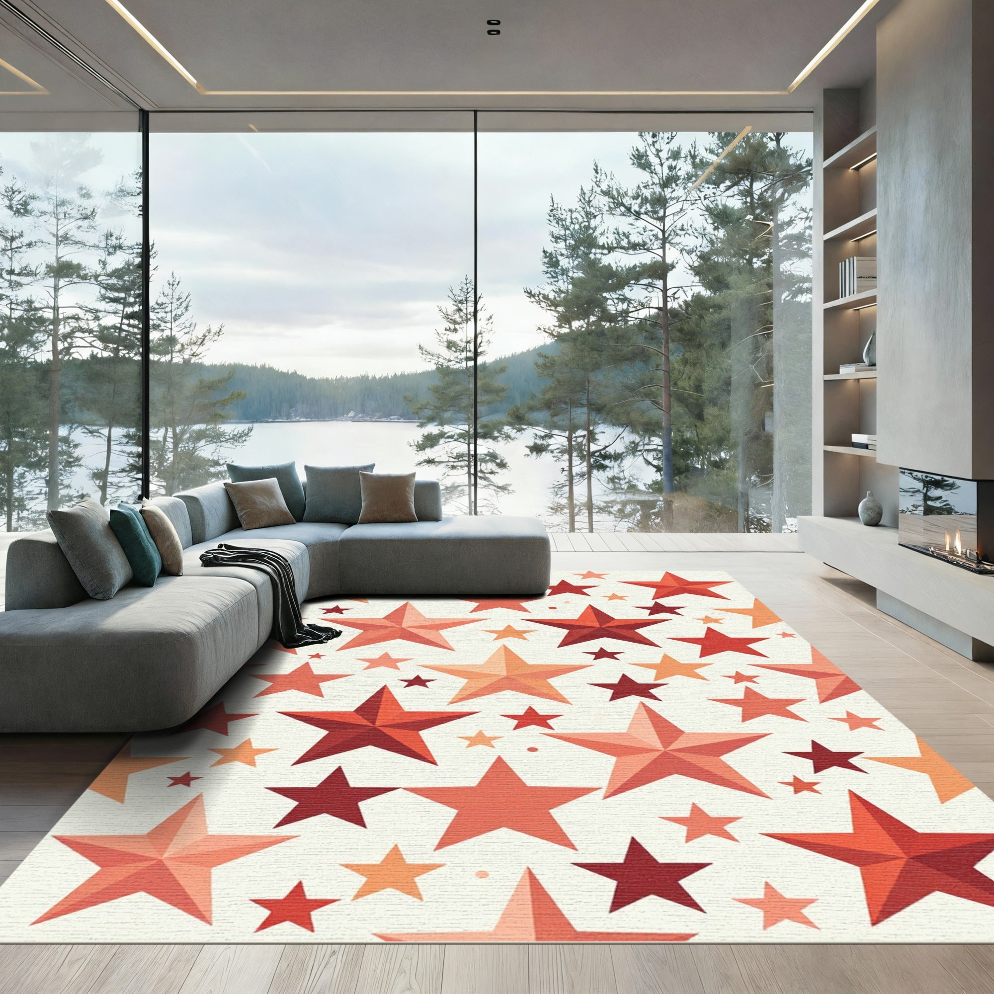 Ombre Starburst Composition Rug