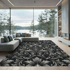 Dark Gray Ornate Acanthus Scroll Rug