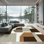 Modern Earthy Geometric Block Composition Rug