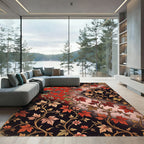 Crimson Autumn Maple Vine Scroll Rug