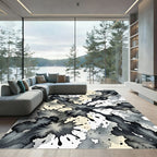 Dark Gray Ink Splatter Abstract Rug