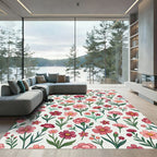 Pink Coral Carnation Floral Spray Rug
