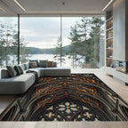 Gothic Arches Fiery Flame Stained Glass Rug