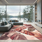 Rose Gold Tropical Banana Leaf Rug