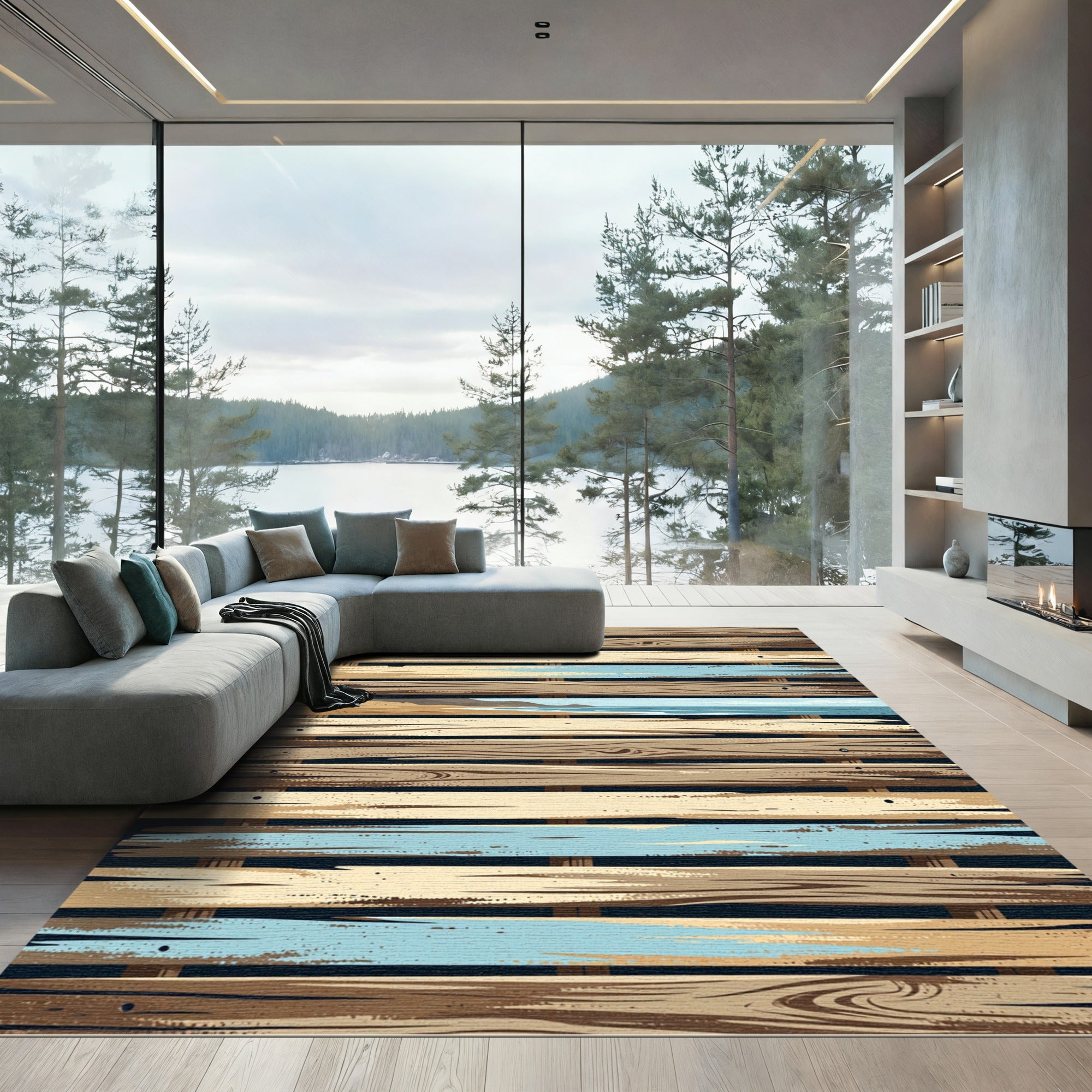 Coastal Beach Wood Plank Rug