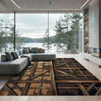 Industrial Brown Steel Frame Rug