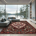 Crimson Floral Medallion Arabesque Rug