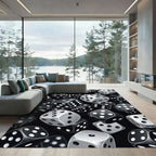 Monochromatic Floating Dice Geometric Composition Rug