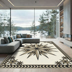 Golden Starburst Compass Medallion Rug
