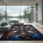 Cosmic Galaxy Lotus Mandala Rug